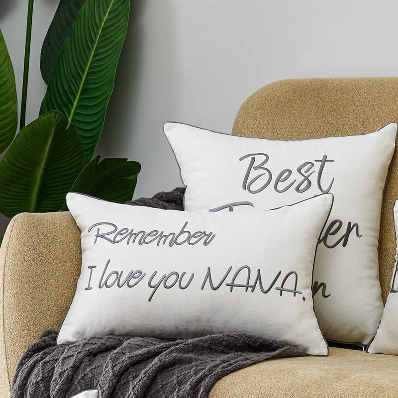 Sanmetex Nana Gifts for Christmas Thanksgiving Day, Nana Birthday Gifts, Best Gifts from Grandkids/Grandchildern - Grandson and Granddaughter with Remember I Love You Nana Pillow Cover 12x20 Inch. - Image 5